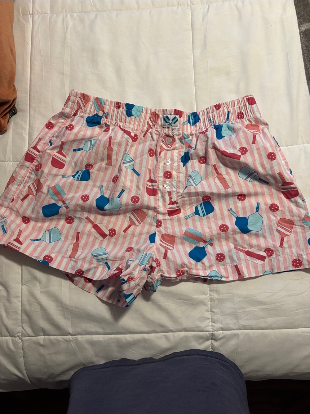 Striped Pink & Blue Women’s Pickleball Boxer Shorts